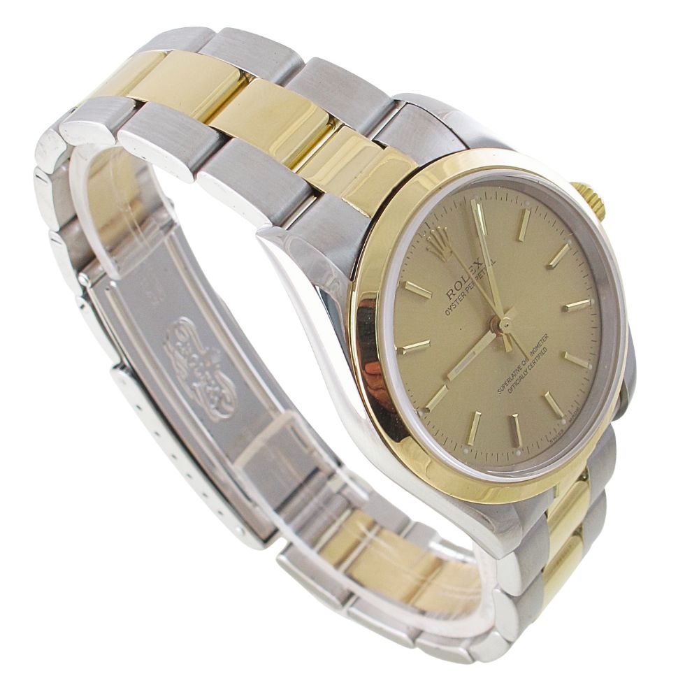 Pre-owned Rolex 34MM Two Tone Oyster Perpetual (2000) Model 14203 Right