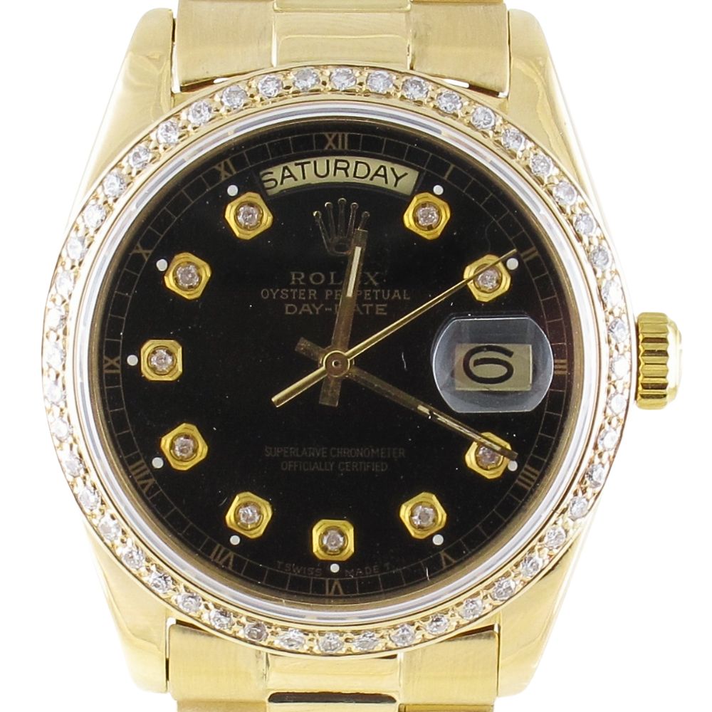 Pre-owned Rolex 36mm Day-Date Presidential (1978) 18k Yellow Gold 18038 Front Close