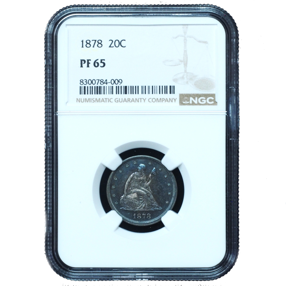 Proof 1878 Twenty Cent Piece PF65 NGC Beautiful Toning (2) Proof 1906 Liberty Nickel PF66 Cameo NGC