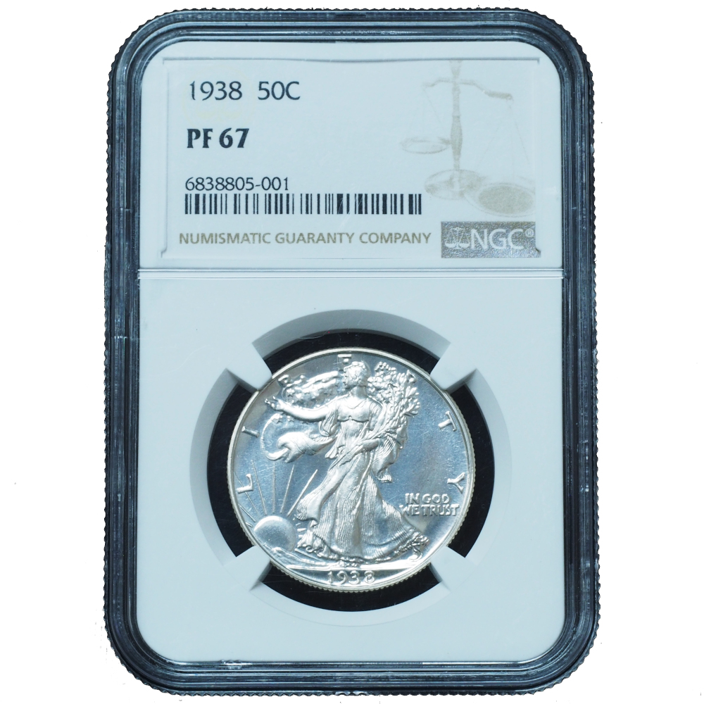 Proof 1938 Walking Liberty Half Dollar PF67 NGC Bright White (1) Proof 1938 Walking Liberty Half Dollar PF67 NGC