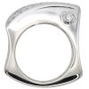 Sculptural Curved Diamond Pave Ring 18K White Gold Profile A