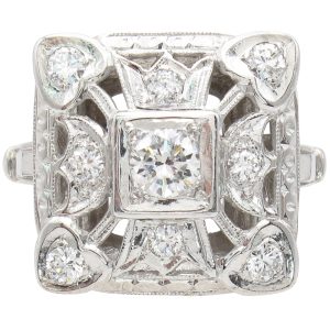 Vintage 0.57ctw Diamond Square Ring 14K White Gold front