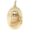 Vintage Owl Charm or Pendant 14K Gold front