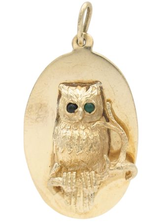 Vintage Owl Charm or Pendant 14K Gold