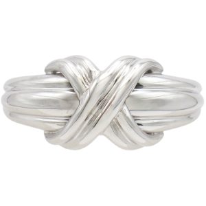 Vintage Tiffany & Co Signature X Ring 18K White Gold front