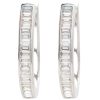 0.72ctw Baguette Diamond Hoop Earrings 14K White Gold