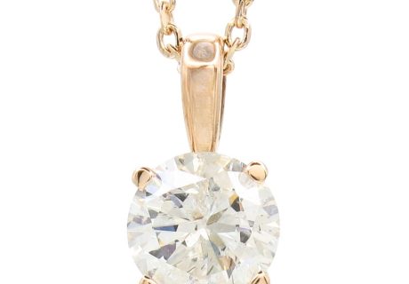 0.92ct Solitaire Necklace 14k Rose Gold 18'' Front