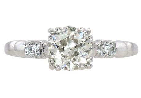 0.99ct Old European Diamond Art Deco Ring 14K White Gold