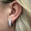 1.68ctw Pave Diamond Hoop Earring 14K White Gold Modeled