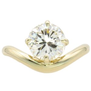 1.98ct Round Solitaire Curved Engagement Ring 14K Yellow Gold GIA Certified