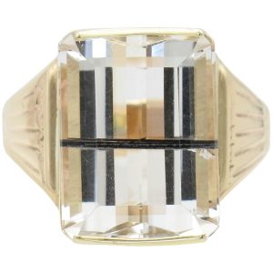 11.40ct Tourmalated Quartz Statement Ring 10K Gold front