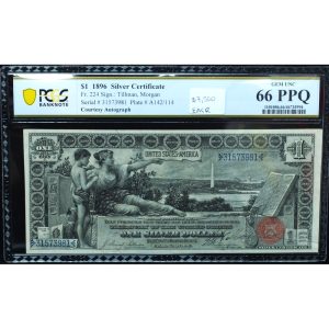 1896 $1 Silver Certificate PCGS 66 PPQ – Educational Series Gem Note
