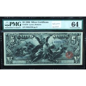 1896 $5 Silver Certificate PMG 64 – Educational Series Near-Gem Note