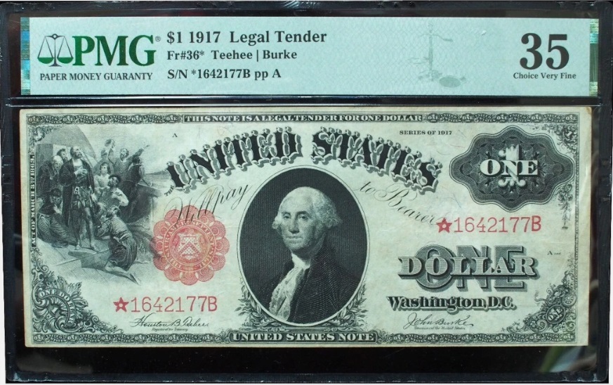 1917 $1 Legal Tender Star Note PMG 35