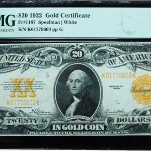 1922 $20 Gold Certificate Note PMG 35
