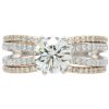 2.27ctw Round Diamond Engagement Ring with Diamond Split band & Wedding Bands Set front