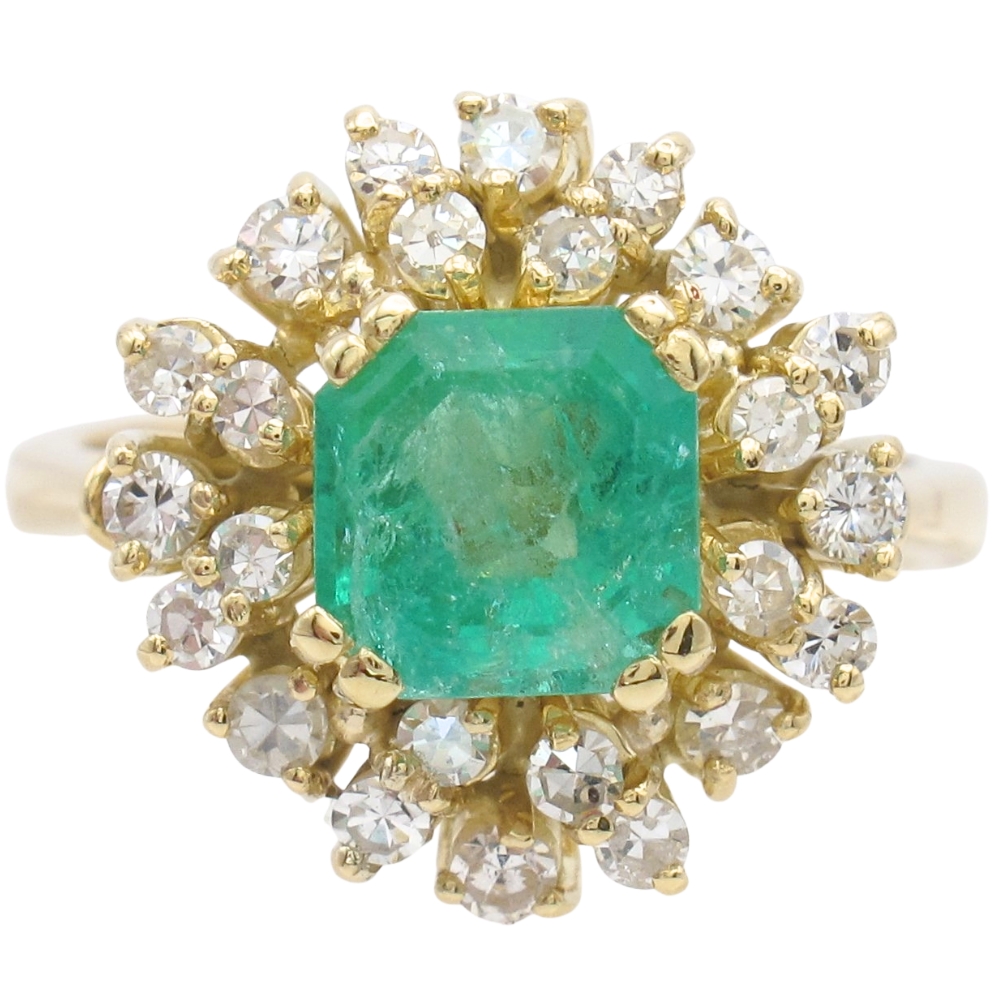 2.78ctw Natural Emerald Ring with Diamond Halo in 18K Gold