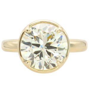 3.55ct Round Diamond Solitaire Engagement Ring in 14K Yellow Gold GIA Certified