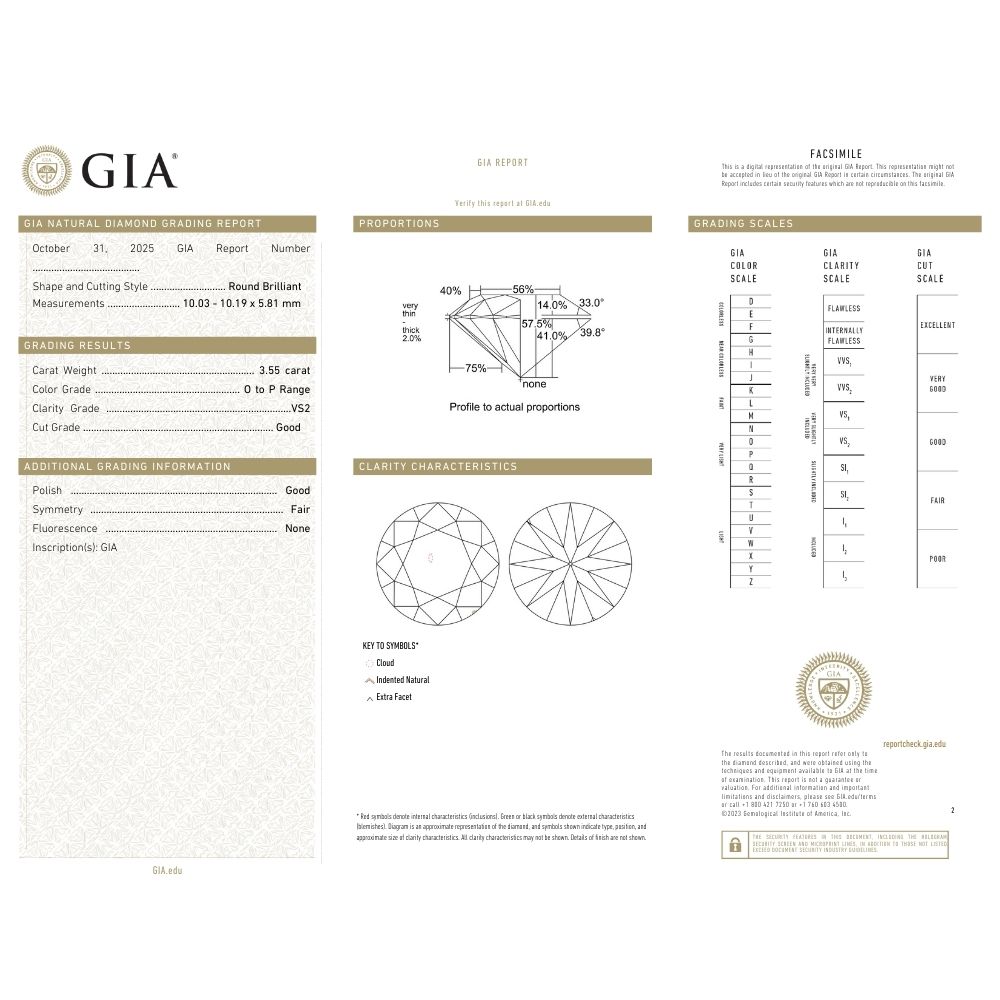 3.55ct Round Diamond Solitaire Engagement Ring in 14K Yellow Gold GIA Certified GIA 3.55ct Round Diamond Solitaire Engagement Ring in 14K Yellow Gold GIA Certified GIA