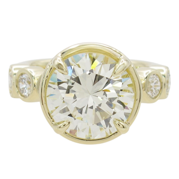 Over 5 Carat GIA Round Brilliant Diamond Engagement Ring 14k Yellow Gold
