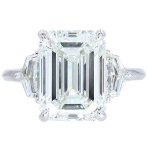 5.61ct Emerald Cut Diamond Three Stone Engagement Ring 14K White Gold