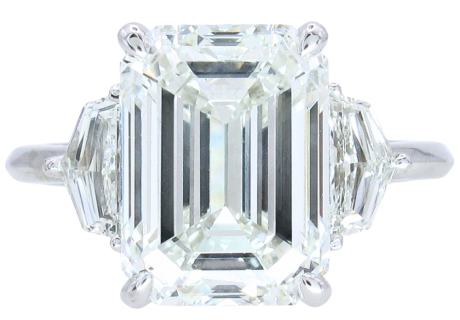 5.61ct Emerald Cut Diamond Three Stone Engagement Ring 14K White Gold