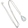 5.69ct Pear Cut Aquamarine Art Deco Necklace 14k White Gold Modeled