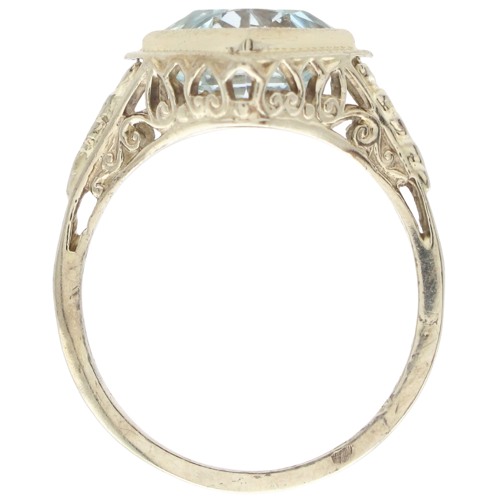 Art Deco 1.91ct Aquamarine Solitaire Ring 14K White Gold profile Art Deco 1.91ct Aquamarine Solitaire Ring 14K White Gold profile