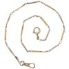 Art Deco Watch Chain 14K Two-Tone Gold 14 Inch Length