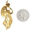 Art Nouveau Era Nymph in Flowing Gown Pendant in 14K Gold back and size