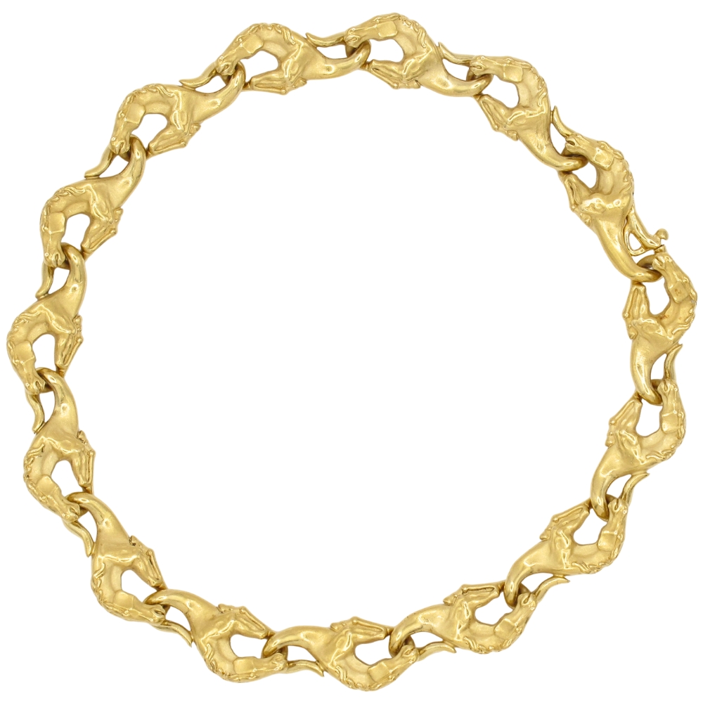 Carrera Y Carrera Horse Link Bracelet 18K Gold