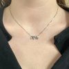 Diamond I Love You Necklace in 14K White Gold worn