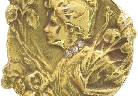 E. Dropsy French Art Nouveau Ring 14K Gold front