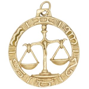 Libra Zodiac Pendant or Charm 14K Gold front