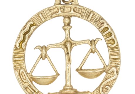 Libra Zodiac Pendant or Charm 14K Gold front
