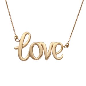Love Necklace 14K Gold 18 Inch Length close up