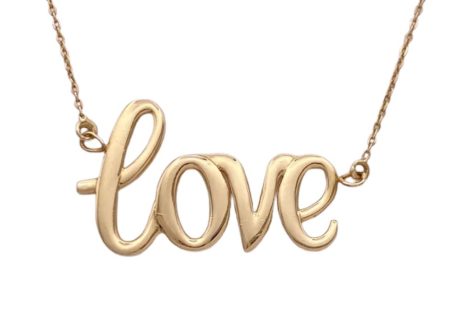 Love Necklace 14K Gold 18 Inch Length close up