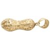 Peanut Charm or Pendant 14K Gold Three-Dimensional side