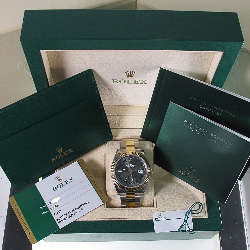 Pre-Owned Rolex Datejust 41MM Wimbledon (2018) Two Tone#126333 b and p inside