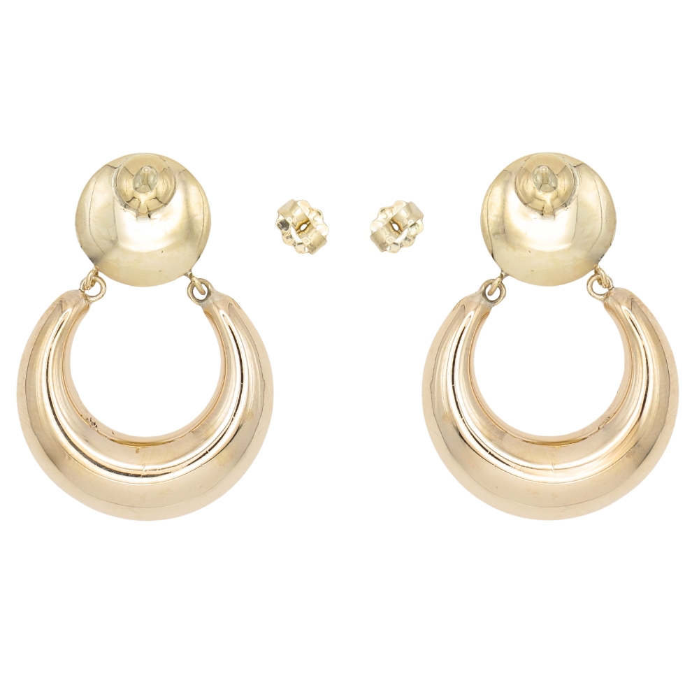 Puffed Door Knocker Statement Earrings 14K Gold back Puffed Door Knocker Statement Earrings 14K Gold back