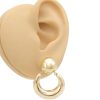 Puffed Door Knocker Statement Earrings 14K Gold worn
