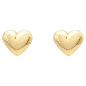 Puffed Heart Stud Earrings 14K Gold