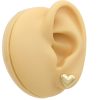 Puffed Heart Stud Earrings 14K Gold worn