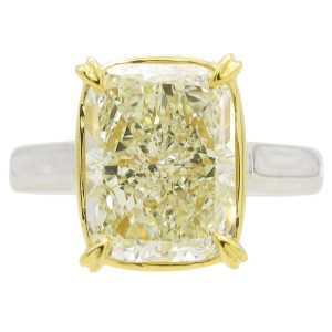 Radiant Cushion 4 carat Yellow Diamond GIA Solitaire