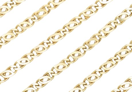 Tigers Eye Link Chain Necklace 14K Gold 20.5 Length links