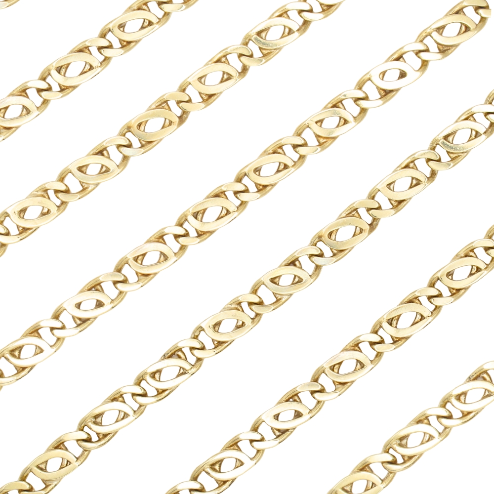 Tigers Eye Link Chain Necklace 14K Gold 20.5″ Length