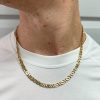 Tigers Eye Link Chain Necklace 14K Gold 20.5″ Length worn