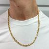 Tigers Eye Link Chain Necklace 18K Gold 23.5″ Length worn