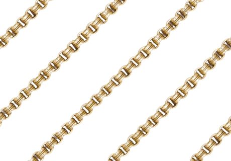 Victorian Era Handmade Chain Necklace 15K18K Gold links