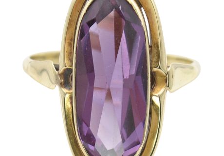 Vintage 5.78ct Lab Alexandrite Ring 14K Gold front